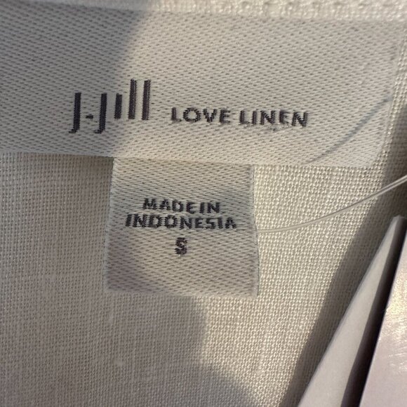NWT J.Jill Love Linen White 1/2 Button Popover Tunic Top Shirt Size S Linen - Picture 13 of 16